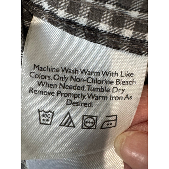 Men's Eddie Bauer Casual Button Down Shirt L Gray White Plaid long sleeve - Picture 6 of 7